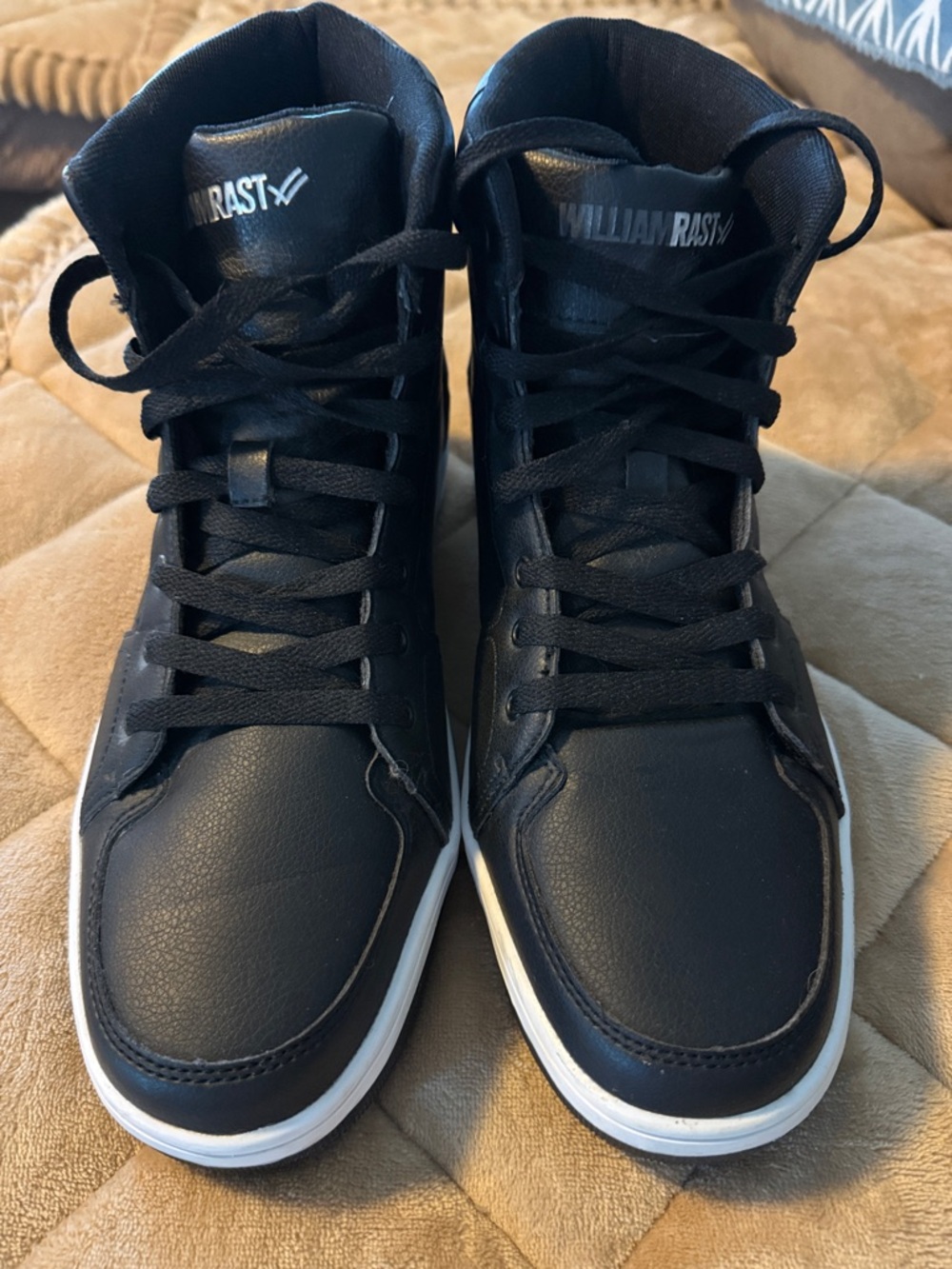 William Rast Black High-Top Sneakers with White Sole